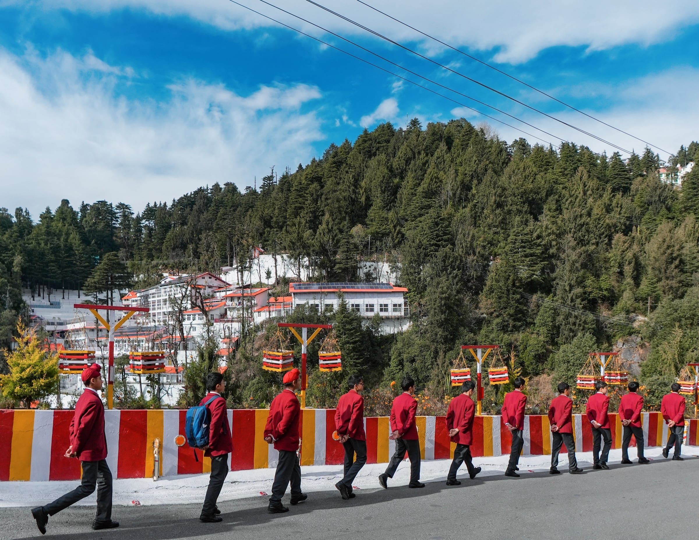 Dalhousie students walking along the hill road