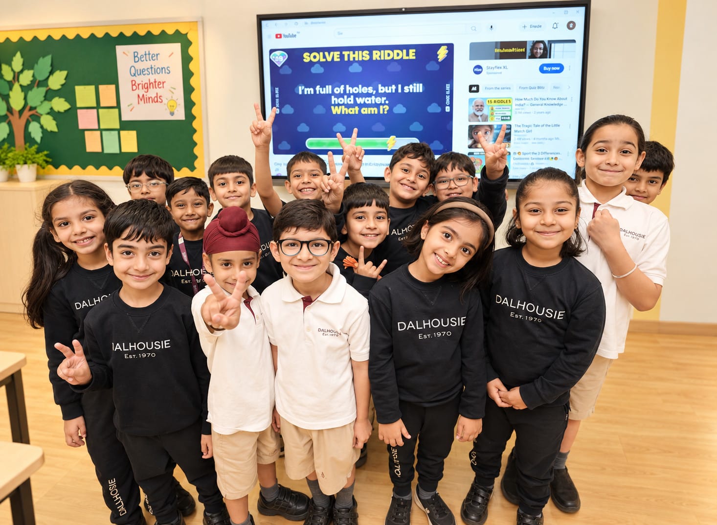 A primary class answering a riddle together