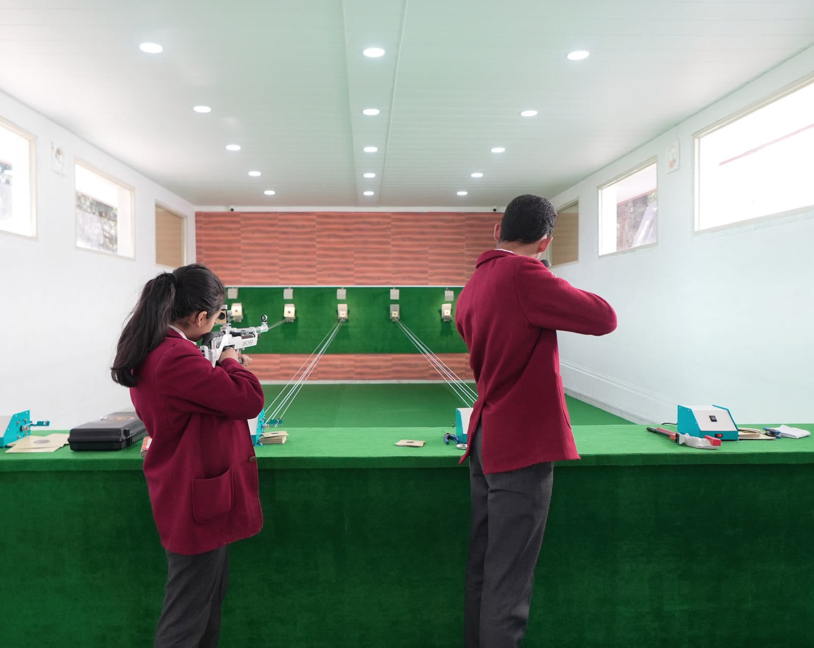 Students at the shooting range